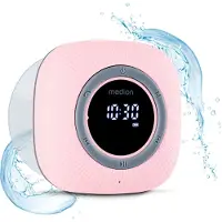 Medion S66884 Douche radio met Bluetooth (Badkamerradio, FM radio, zuignap, LED display, IPX6 waterproof, geïntegreerde oplaadbare batterij, MD43884) roze