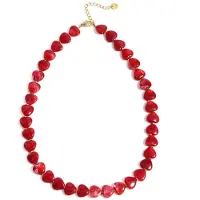 Yehwang Halsketting Dames Stainless Steel – 45 cm – Trendy Ketting met Hartjes – Must-Have Sieraad voor Elke Gelegenheid rood