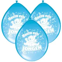 Folat Ballonnen geboorte jongen - blauw - 24x stuks - latex - versiering - feestartikelen - baby geboren