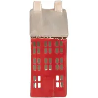 Clayre & Eef Waxinelichthouder Huis 7x7x18 cm Rood Keramiek