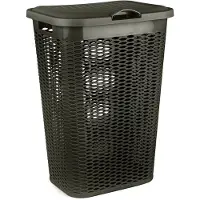 PlasticForte Wasmand Ventilation - met deksel - bruin - kunststof - 51 liter - 43 x 35 x 61 cm - Badkamer - Wasgoed - Nieuw design - Zeer stevig