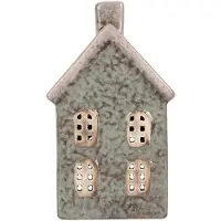 Clayre & Eef Waxinelichthouder Huis 8x7x14 cm Groen Keramiek