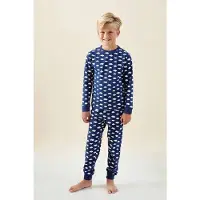 Little label pyjama met all over print Blauw Jongens Stretchkatoen Ronde hals - maat 98/104