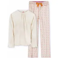 Little label pyjama met bloemen print broek Ecru Meisjes Stretchkatoen Ronde hals - maat 110/116