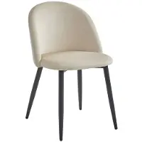 Leobert Set van 2 Stoelen BELLO - Beige Velvet, Zwarte Metalen Poten, Modern Design en Uitstekend Zitcomfort voor Woonkamer, Slaapkamer, Eetkamer of Kantoor, Max. 120 kg
