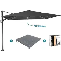 Platinum Challenger Zweefparasol T2 Premium Glow 3x3 m. - Faded Black met voet en hoes