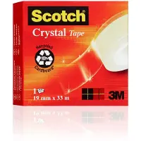 Scotch Plakband Crystal 600 Transparant 19 mm (B) x 33 m (L) Synthetisch acryl Geruisloos afwikkelen