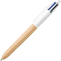 BIC 4 Colours Wood Intrekbaar Balpen Multikleur 0,4 mm Medium Balpen Navulbaar