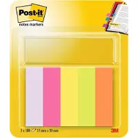 Post-It Index Rechthoekig 1,5 x 5 cm Kleurenassortiment 670-5 5 Stuks à 100 Strips