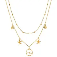 LGT JWLS Multi Layer dames ketting Ocean Shell Starfish Goudkleurig