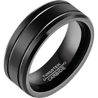 Mendes Zwarte Wolfraam heren ring 8mm-21mm