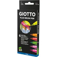 Giotto Turbo Soft Brush Pen Fluo 6-set