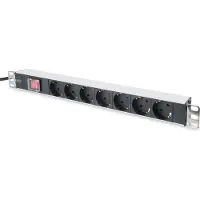 Digitus DN-95402, 2 meter, Type F, Aluminium, Zwart, China, 7 stopcontacten
