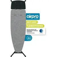 Airpro By Widex Strijkplank - 120x42 L Antraciet - 50% Sneller strijken - Extra duurzaam - Inclusief gratis Strijkplankhoes - Strijkplanken - Strijken - Met strijkijzerhouder en 7 jaar garantie
