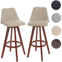 Mendler Set van 2 barkrukken, model HWC-C43, barkruk/barstoel, toonbankkruk, met houten zitting en kunstleren bekleding, draaibaar, MVG-gecertificeerd, kleur: crème