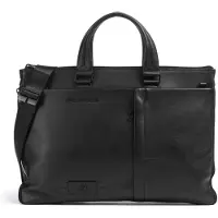Piquadro Russel Aktentas RFID-bescherming Leder 42 cm Laptopvak zwart