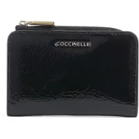Coccinelle Metallic Shiny Wrinkled Portemonnee zwart