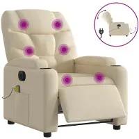 vidaXL Massagestoel elektrisch verstelbaar stof crèmekleurig