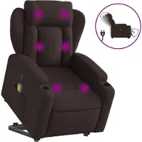 vidaXL Sta-op-massagestoel elektrisch verstelbaar stof donkerbruin