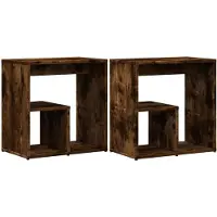 vidaXL Bijzettafels 2 st 50x30x50 cm bewerkt hout gerookt eikenkleurig