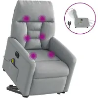 vidaXL Sta-op-massagestoel elektrisch verstelbaar stof lichtgrijs