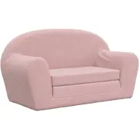 vidaXL Kinderslaapbank 2-zits zacht pluche roze