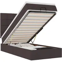 vidaXL Ottoman bed met matras en LED's 100x200cm stof donkerbruin