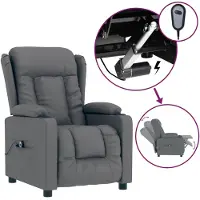 vidaXL Fauteuil verstelbaar elektrisch kunstleer grijs