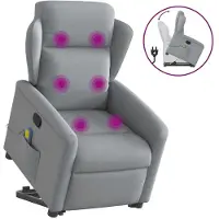 vidaXL Sta-op-massagestoel verstelbaar stof lichtgrijs