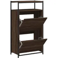 vidaXL Schoenenkast 60x34x112 cm bewerkt hout bruin eikenkleur