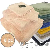 ISleep Terry Badtextiel - Voordeelset (8 delig) - 2x Washandje 16x22 cm - 2x Gastendoekje 30x50 cm - 2x Handdoek 60x110 cm - 2x Badlaken 70x140 cm - Oud Roze