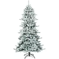 Costway Kunstpotloden, 210 cm, met dennenappels, sneeuwbedekte dennenboom met metalen standaard, kerstboom 1108 punten PVC naalden, kunstboom Kerstmis inklapsysteem