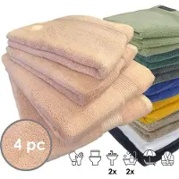ISleep Terry Badtextiel - Voordeelset (4 delig) - 2x Handdoek 60x110 cm - 2x Badlaken 70x140 cm - Oud Roze