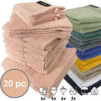 ISleep Terry Badtextiel - Voordeelset (20 delig) - 6x Washandje 16x22 cm - 6x Gastendoekje 30x50 cm - 6x Handdoek 60x110 cm - 2x Badlaken 70x140 cm - Oud Roze