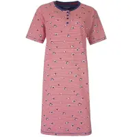 Irresistible Dames Nachthemd - Geprint dessin - Knoopjes - Blauw - Maat XL