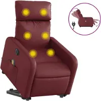 vidaXL Sta-op-massagestoel elektrisch kunstleer wijnrood