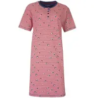 Irresistible Dames Nachthemd - Geprint dessin - Knoopjes - Blauw - Maat L