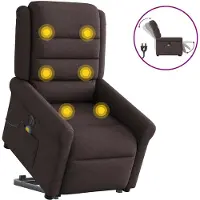 vidaXL Sta-op-massagestoel elektrisch verstelbaar stof donkerbruin