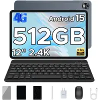 Doogee T40 Tablete Avec Clavier 8GB RAM+512GB ROM (TF 2TB) Helio G99 Batterij 8580mAh 11 "2.5K Android 15 Face ID Dual 4G LTE,Grijs
