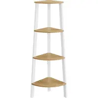 Songmics Hoekplank met 4 planken, 4-laags / natuurlijk eiken-matwit