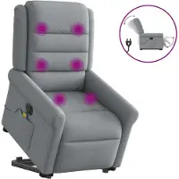 vidaXL Sta-op-massagestoel elektrisch verstelbaar stof lichtgrijs