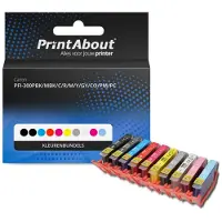 PrintAbout Inktcartridge PFI-300PBK/MBK/C/R/M/Y/GY/CO/PM/PC Kleurenbundels Multipack geschikt voor Canon