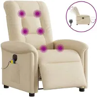 vidaXL Massagestoel elektrisch verstelbaar stof crèmekleurig