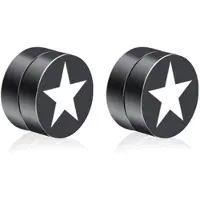 LGT JWLS Magnetische heren oorbellen LGT Jewels Star Zwart Zilverkleurig 8mm