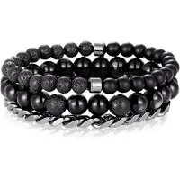 Memphis kralen armbanden Set Agaat Zwart