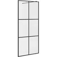 vidaXL Inloopdouchewand 90x195 cm ESG-glas transparant en zwart