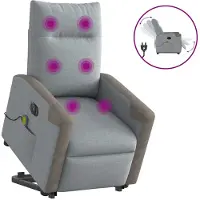 vidaXL Sta-op-massagestoel elektrisch verstelbaar stof lichtgrijs
