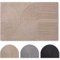 Blumtal Japandi Deurmat - Anti-slip - Polyester 40 x 60 cm - Beige - Boogpatroon