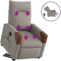 vidaXL Sta-op-massagestoel elektrisch verstelbaar stof taupe