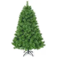 Costway Kunstkerstboom, 180/210 cm, dennenboom met metalen standaard, kunstboom, inklapsysteem, kerstboom PVC naalden, ideaal voor thuis, kantoor, winkels en hotels, groen (180 cm)